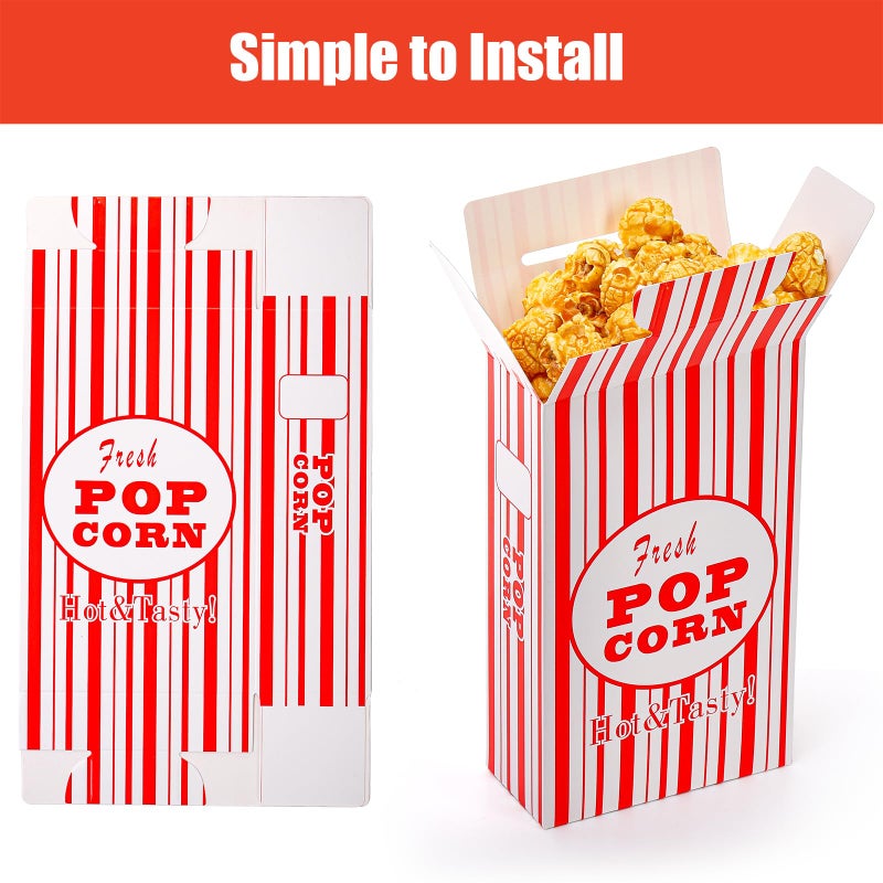 Bekith 100 Pack Paper Popcorn Boxes, Close-Top Popcorn Containers Cups Bucket for Movie Party and Theater Night - Image 3